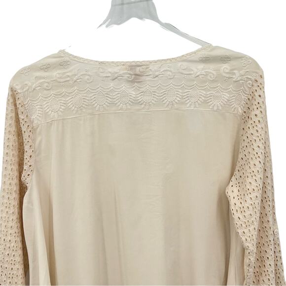 Sundance embroidered eyelet lace tab sleeve lagenlook blouse tunic top M - Picture 6 of 11